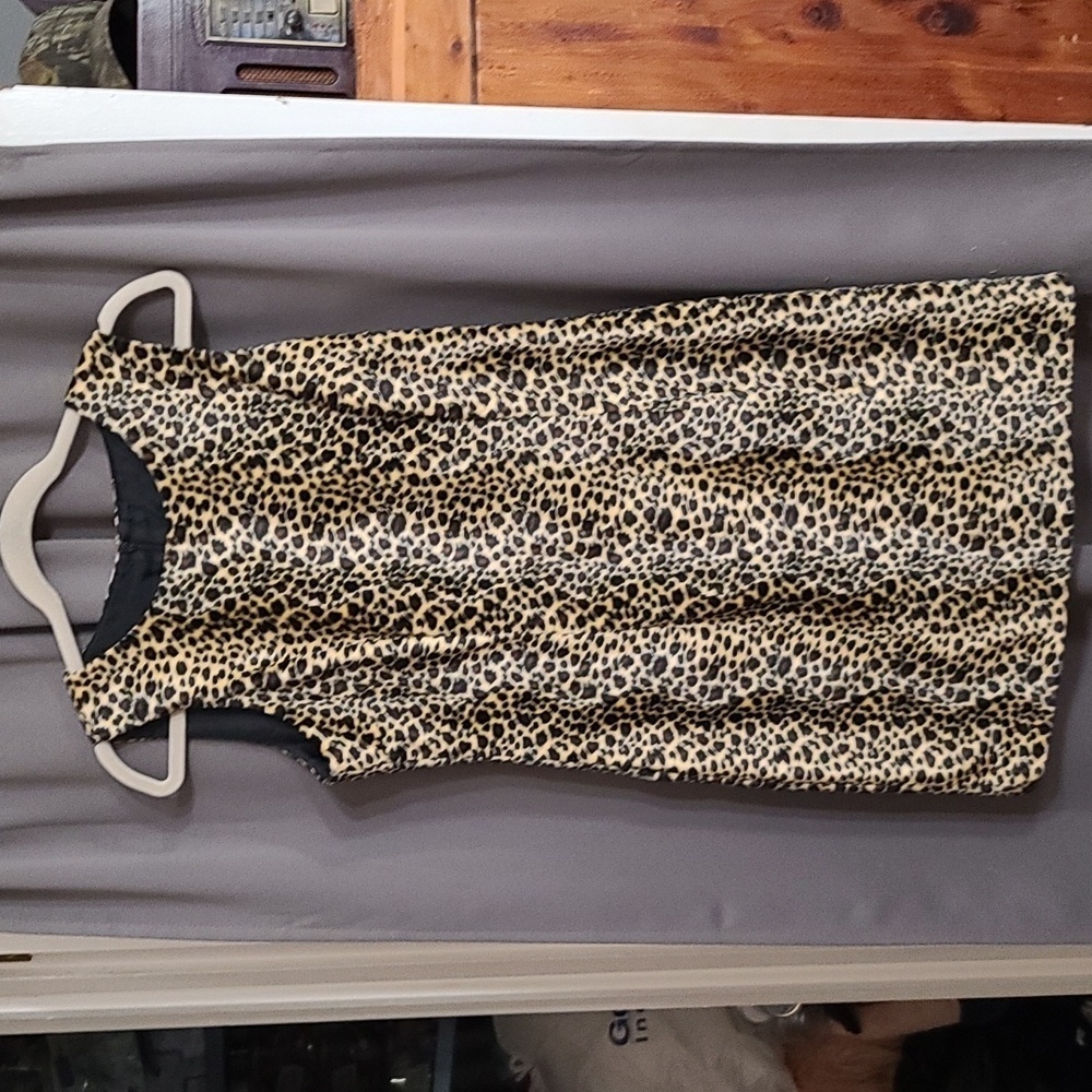 VTG Trio New York Womens Cheetah Print Dress Faux Animal Soft‎ Hair Sz 8 USA EUC